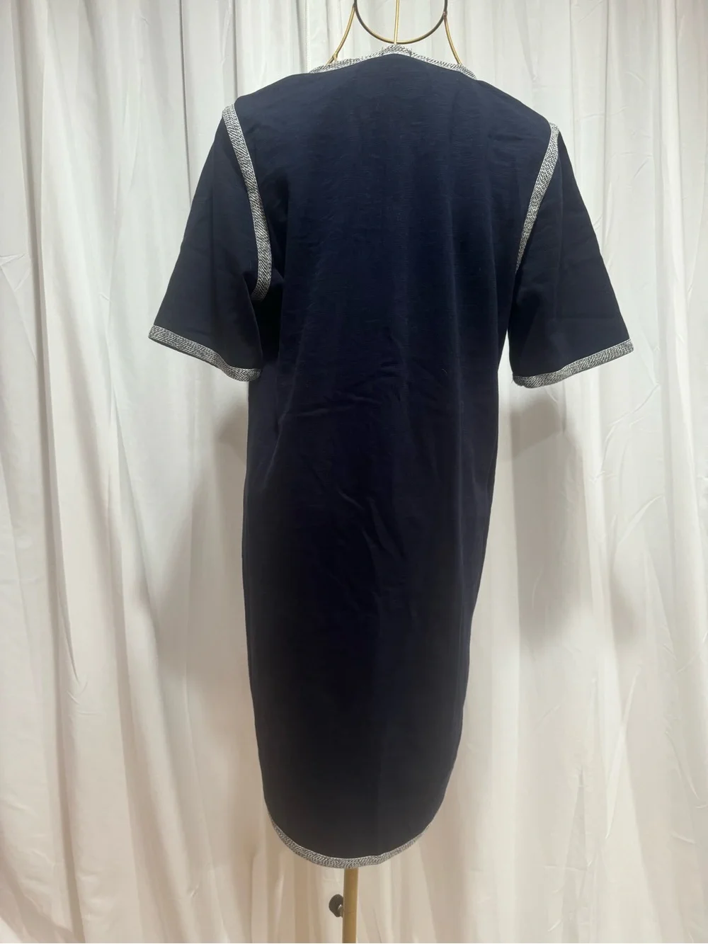 J. Crew Navy Tunic Dress with White Contrasting Trim